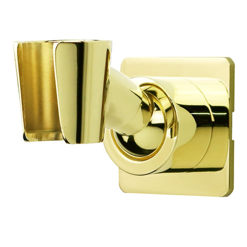 YDmeet polished brass shower head holder on wall mount with angled support for handheld showers