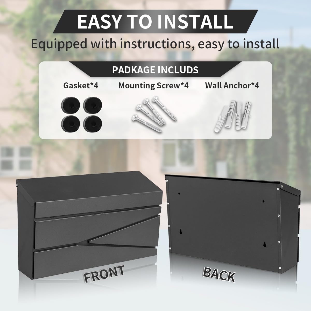Ydocabinit wall-mount mailbox galvanized steel construction for outdoor durability.