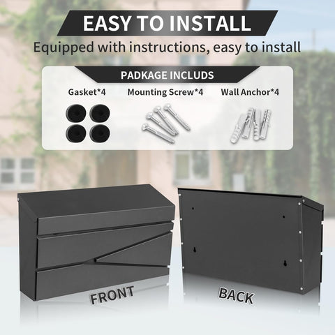 Ydocabinit wall-mount mailbox galvanized steel construction for outdoor durability.