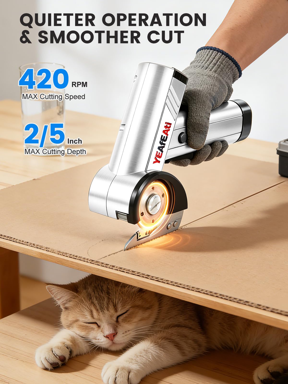 YEAfEAti rechargeable battery and USB charging for cordless convenience.