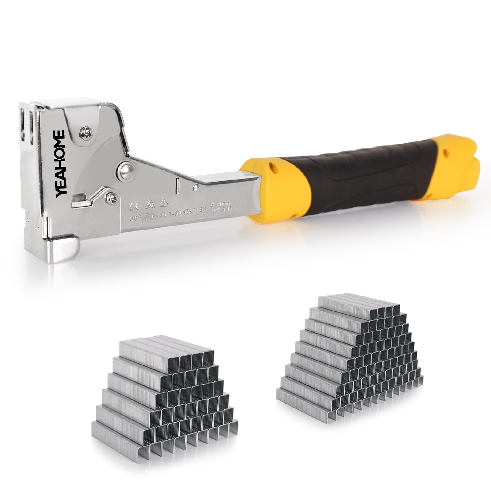 YEAHOME heavy-duty hammer tacker front view, ideal for tough roofing and flooring tasks.