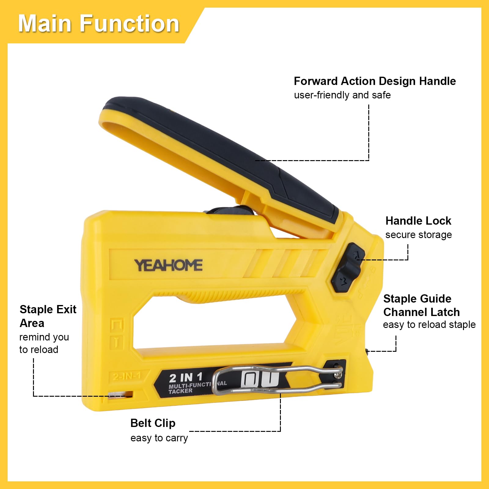 YEAHOME T50 staples 3-8in pack showing included 1000 staples for easy refills