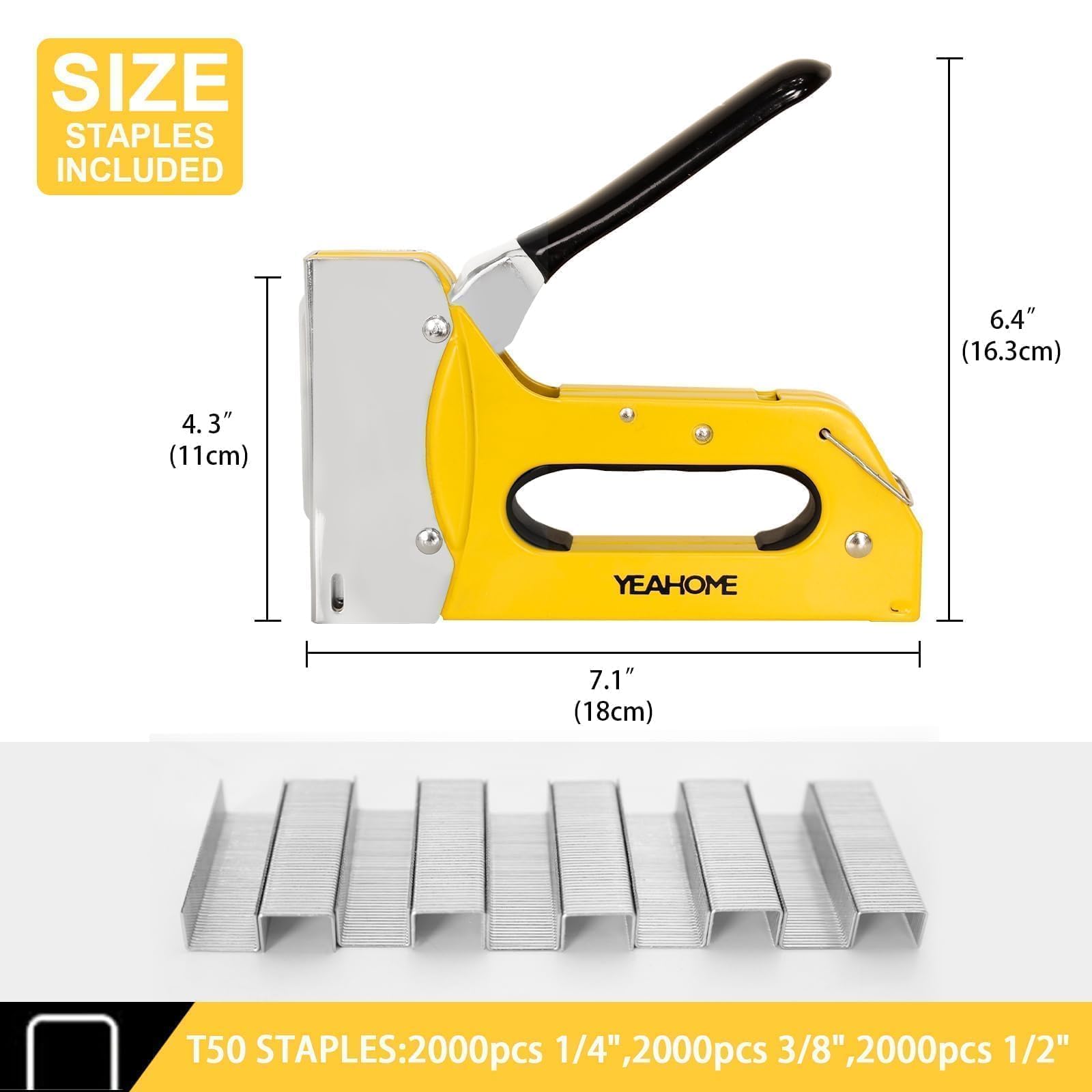 YEAHOME T50 staple assortment with 1/4, 3/8, 1/2 inch staples