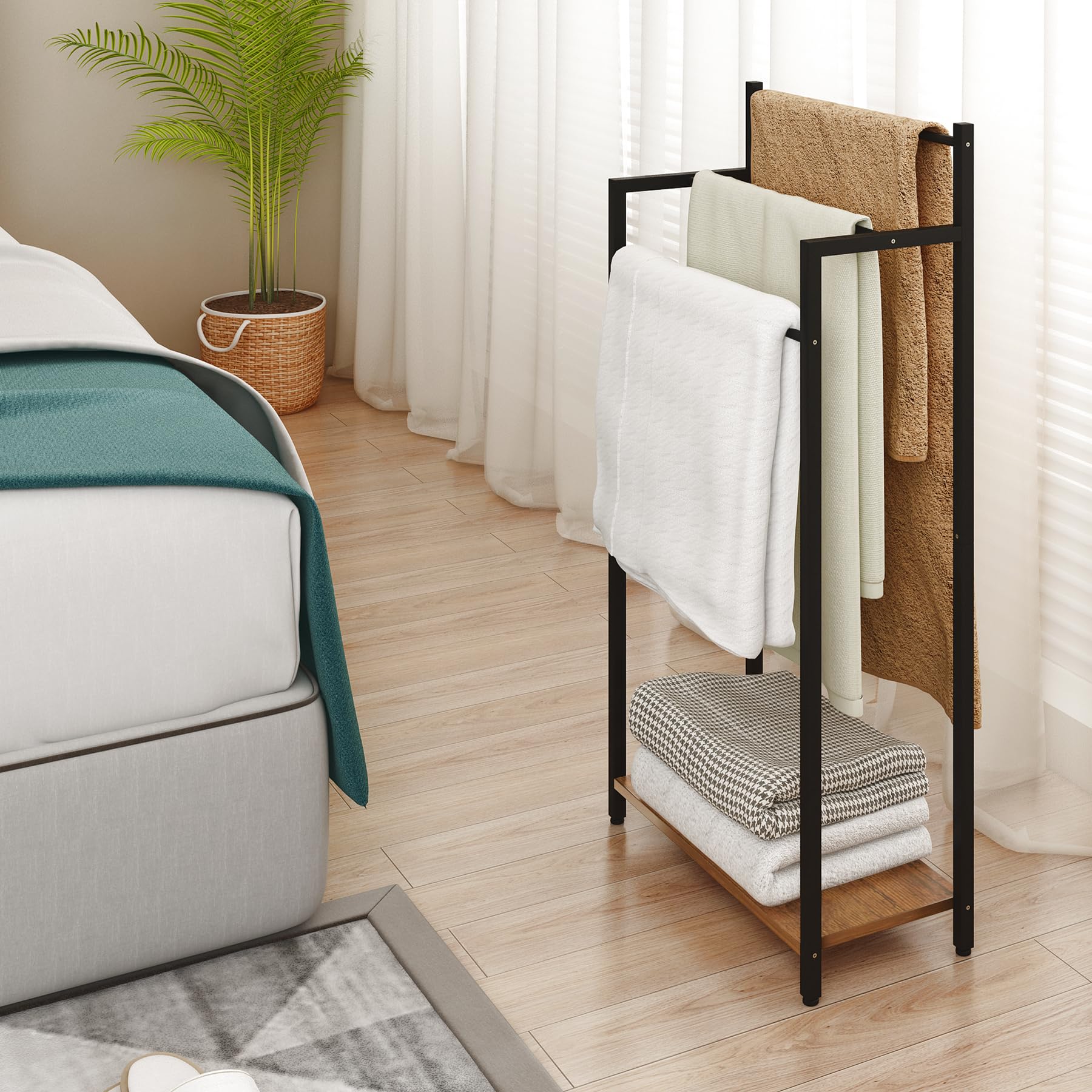 yeavs towels draped on the middle tier demonstrate easy access