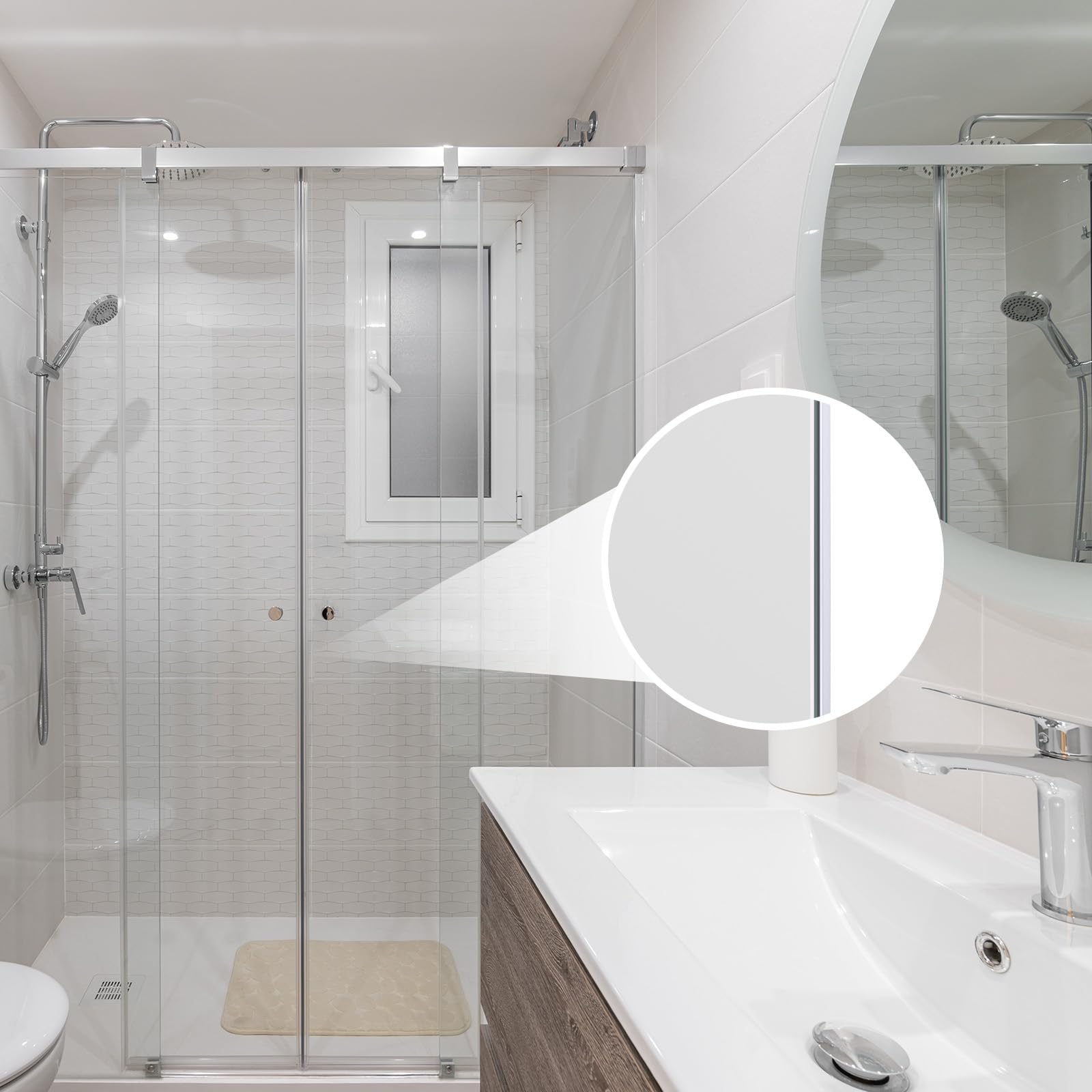 Yecaye leak-prevention seal protecting bathroom surfaces from spray.