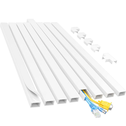 Yecaye Cord Hider 113in kit mounted on wall reduces cable clutter