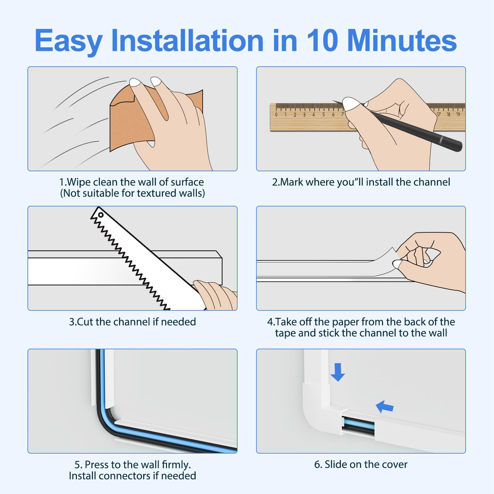Yecaye cord hider in home office keeps power and data cables tidy