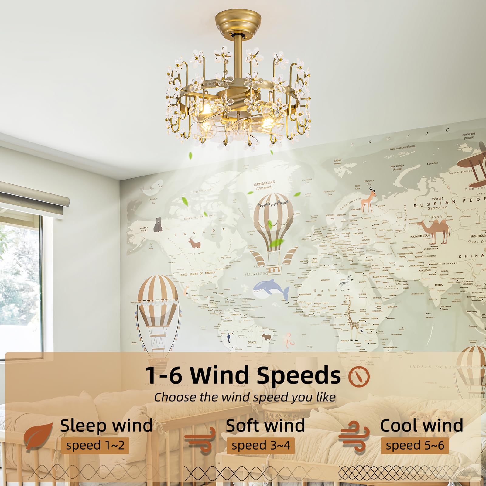 YEDAORL adjustable bulb height fandelier prevents blade collisions