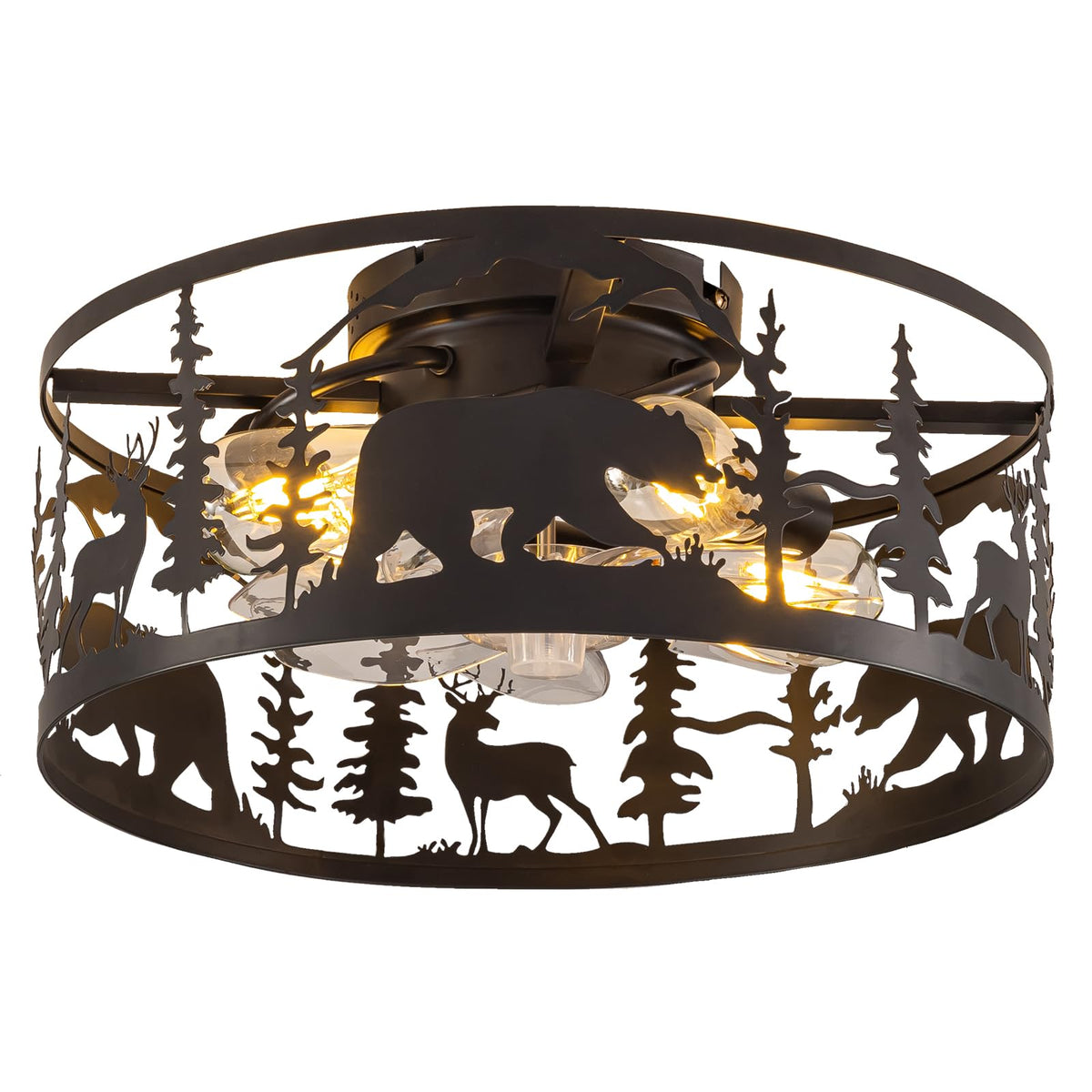 YEDAORL farmhouse caged ceiling fan with bear deer design for cozy spaces