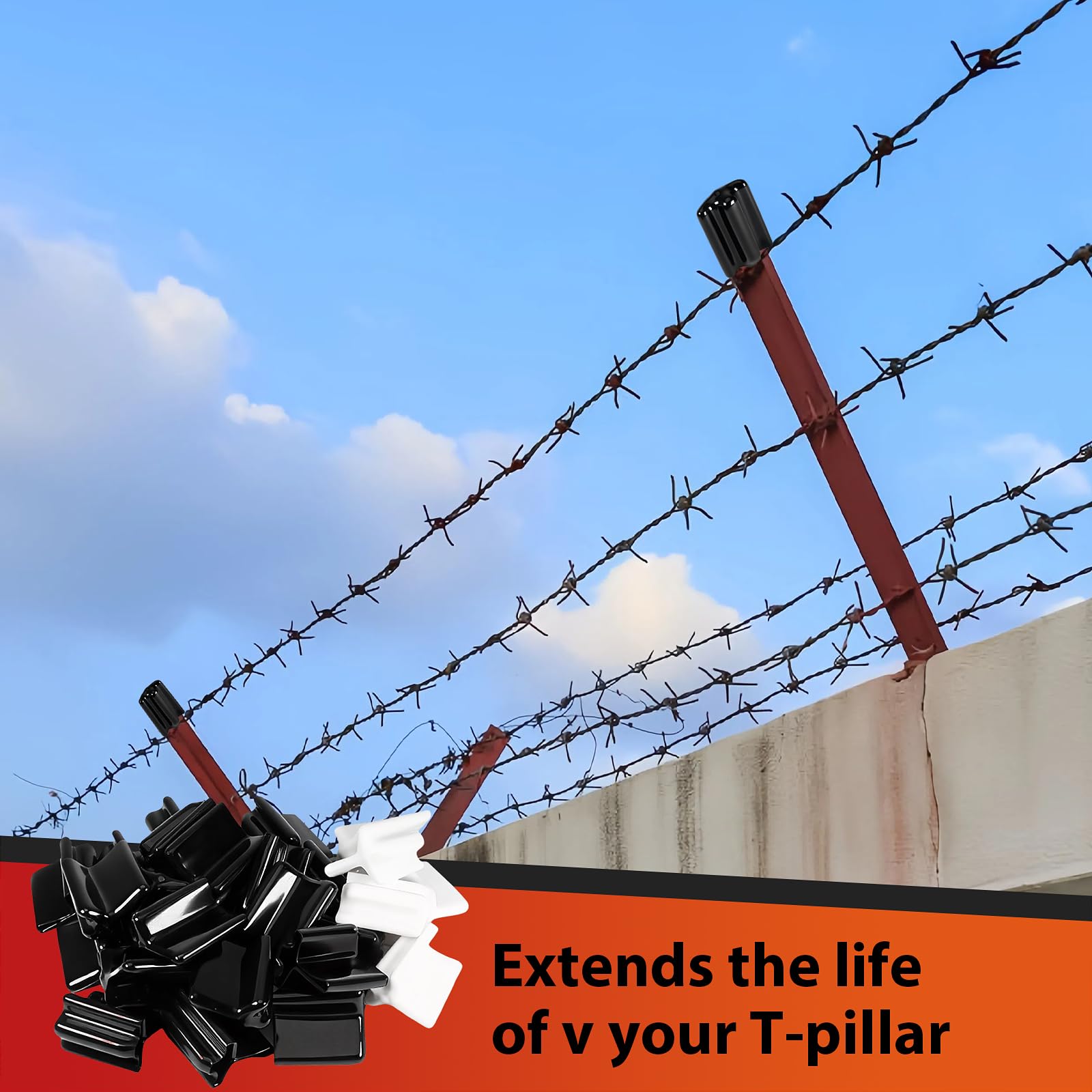 YUEARN 50-pack caps provide ample coverage for fence lines.