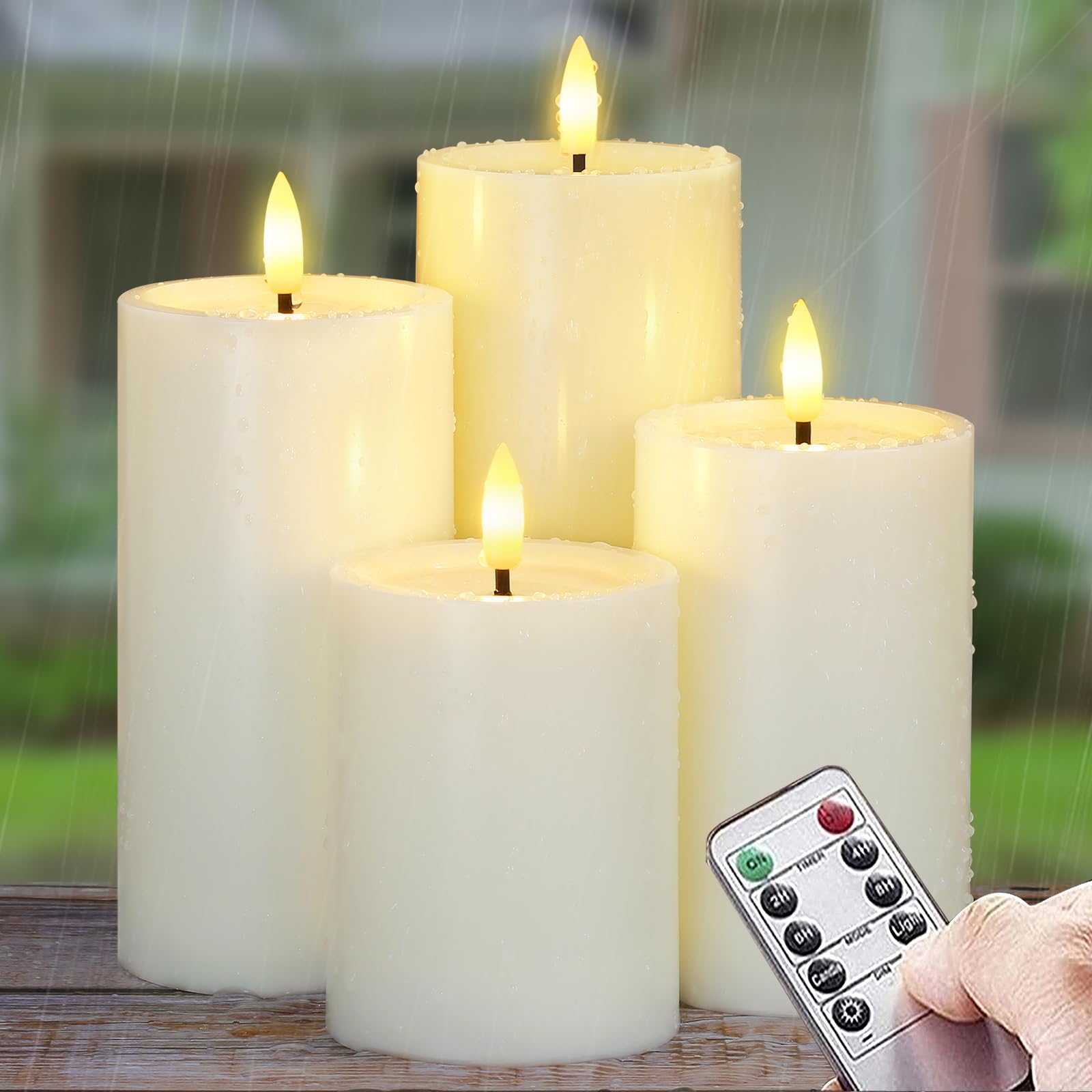 Yeelida outdoor flameless candles with remote create safe patio ambiance.