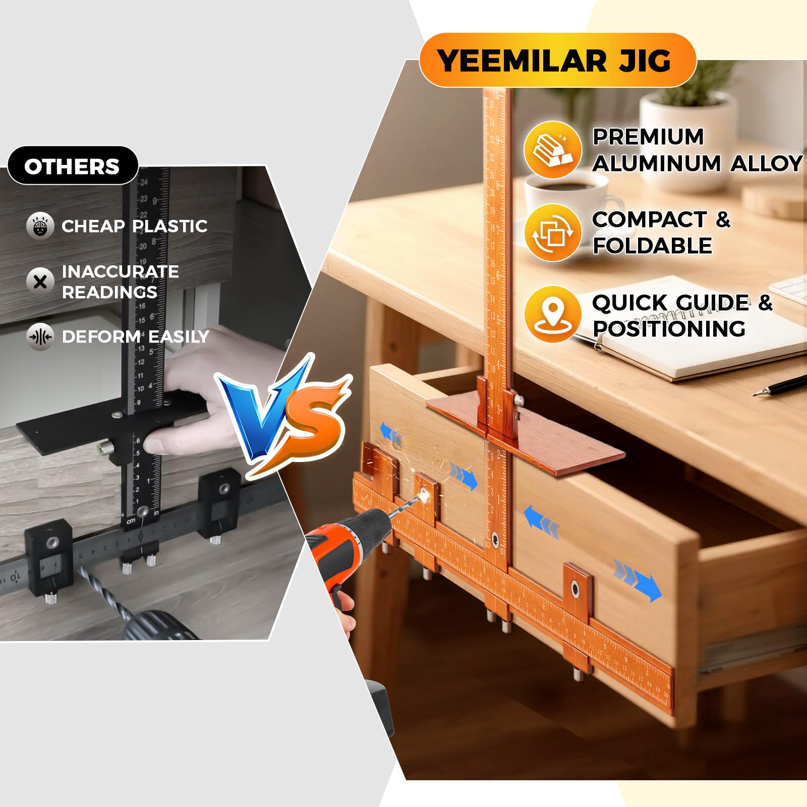Yeemilar jig adjustable template enables versatile hole spacing.