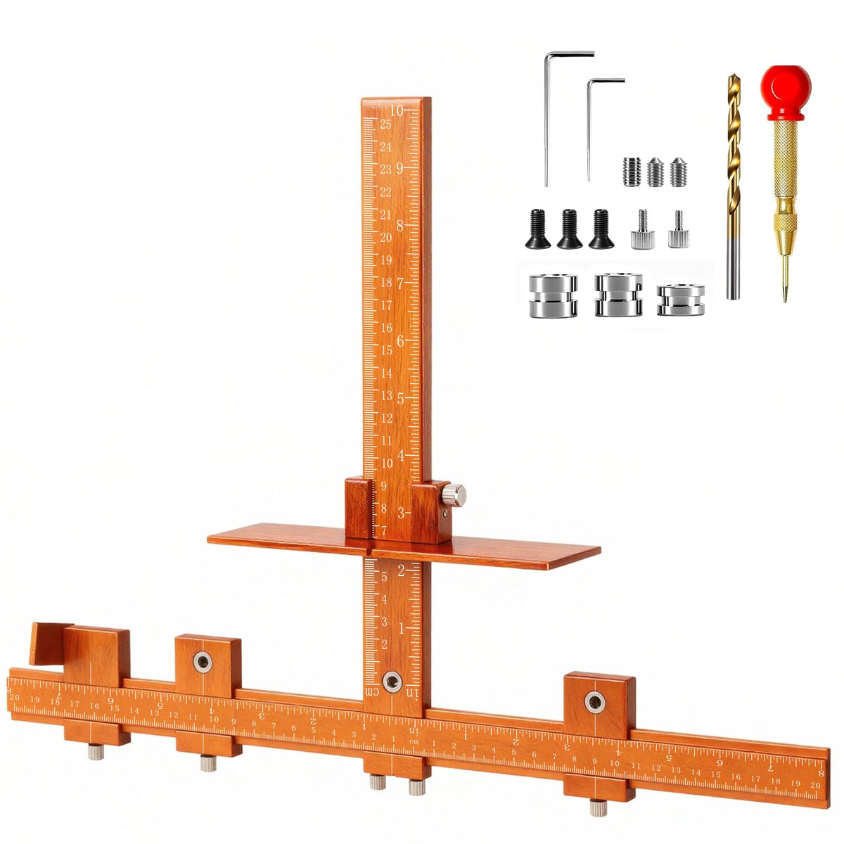 Yeemilar cabinet hardware jig with precision center punch for exact hole placement.