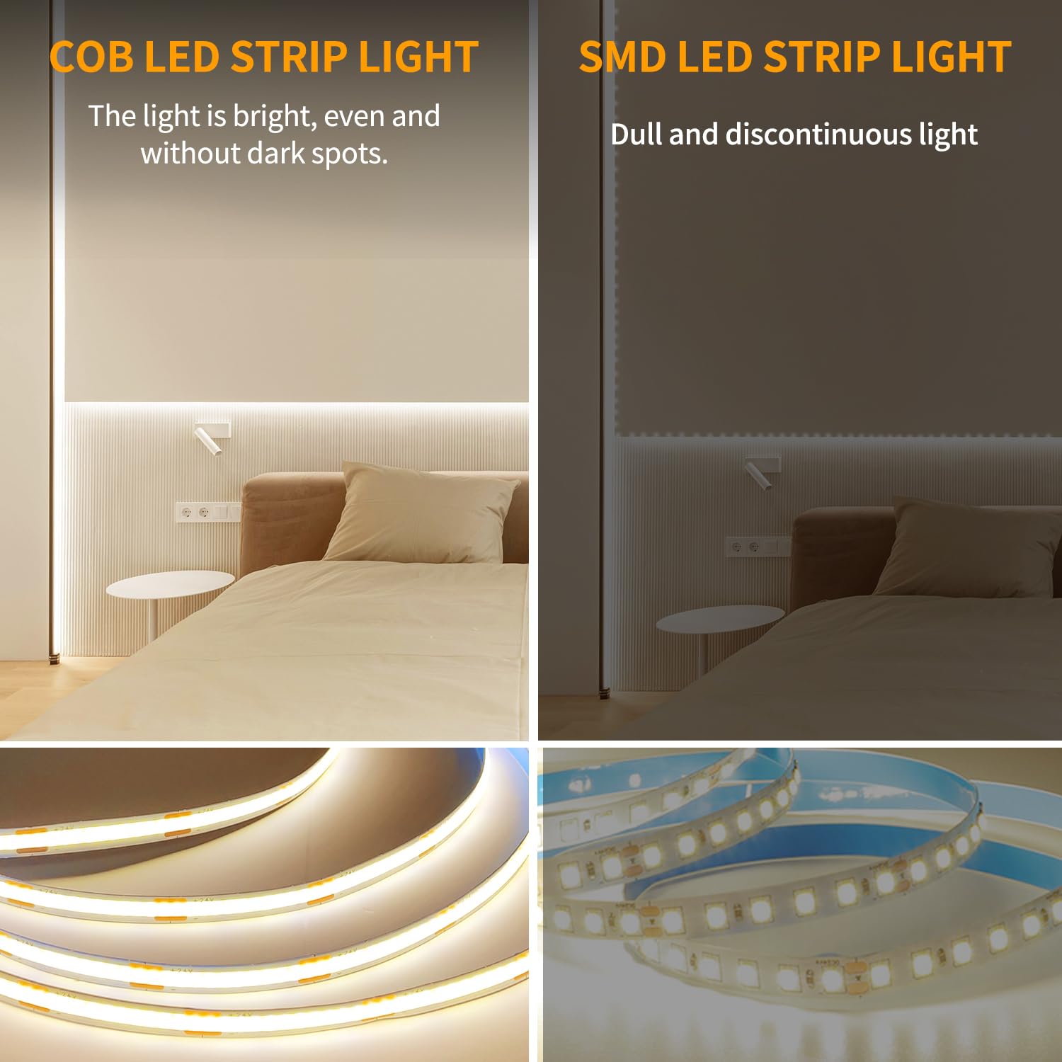 Yeewhale 24V dimmable strip delivers safe brightness.