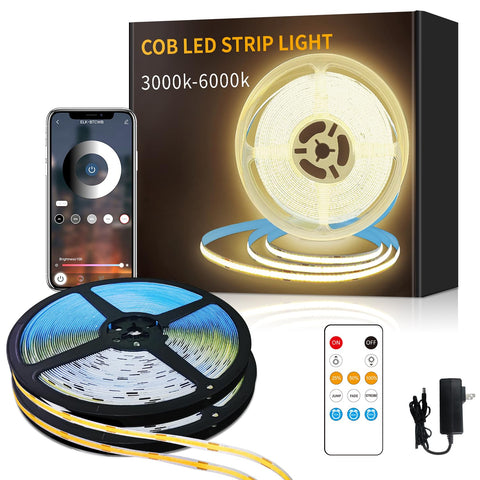 Yeewhale COB LED strip 100ft warm white for ambient room lighting.