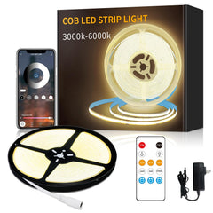 Yeewhale COB LED strip delivers warm, even bedroom ambience across 32.8 ft.