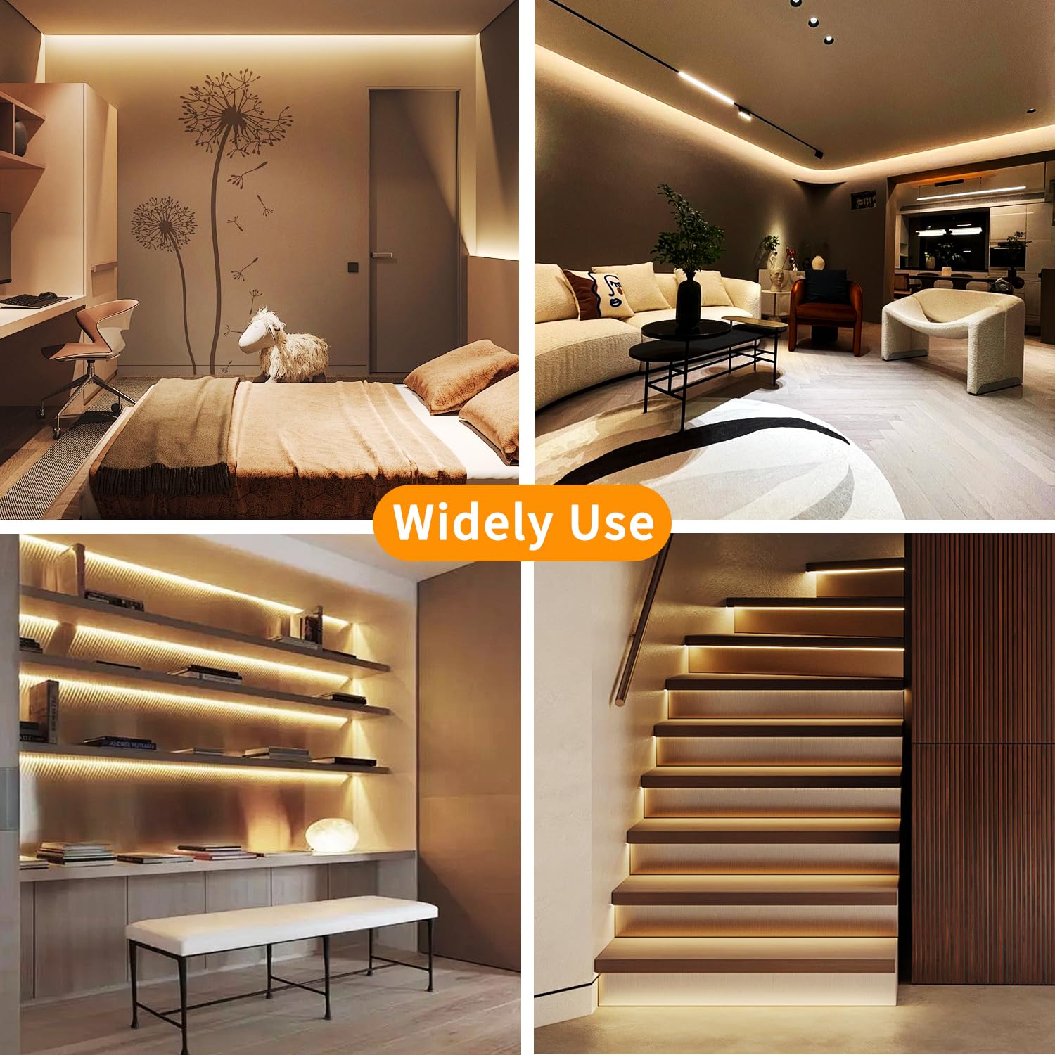 Yeewhale COB LED strip on closet shelves enhances visibility and organization.