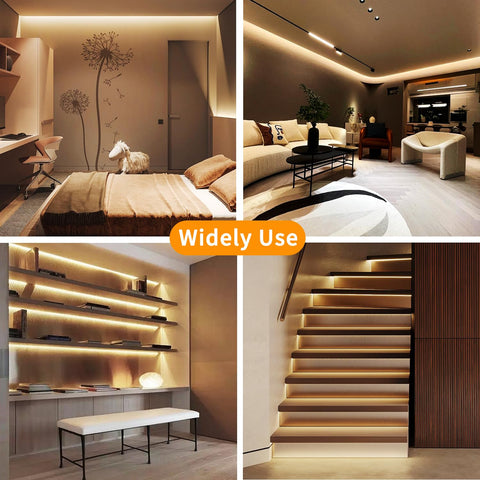 Yeewhale COB LED strip on closet shelves enhances visibility and organization.