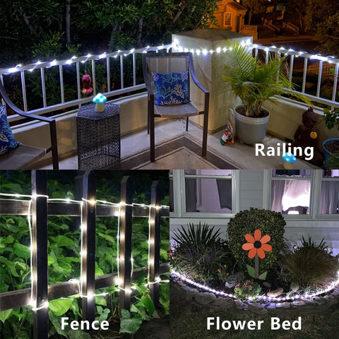 YEGUO lights along a deck railing creating inviting outdoor space