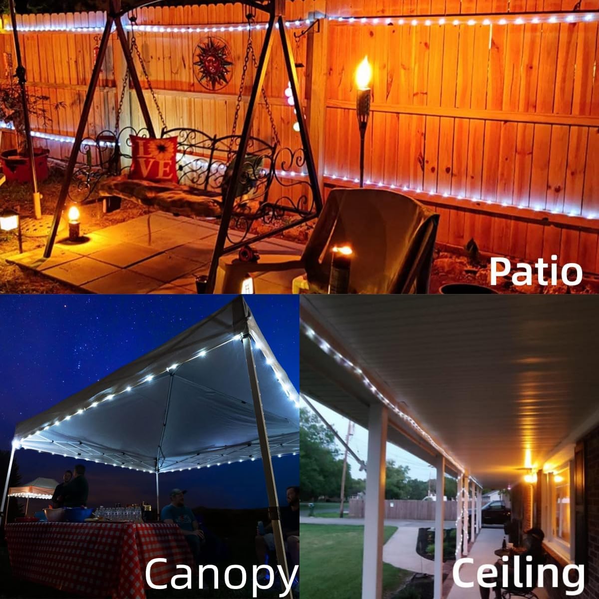 YEGUO rope lights around a trampoline area for safe, magical evenings