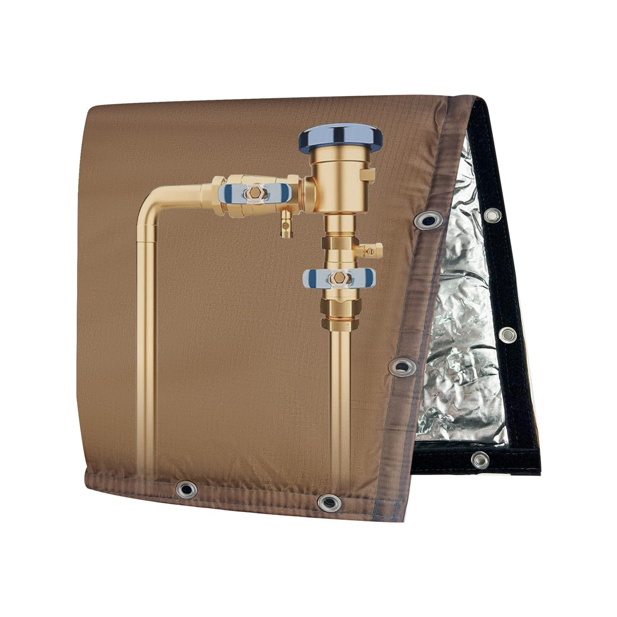Yehchi backflow insulated pipe cover on a pipe protecting against winter freezes