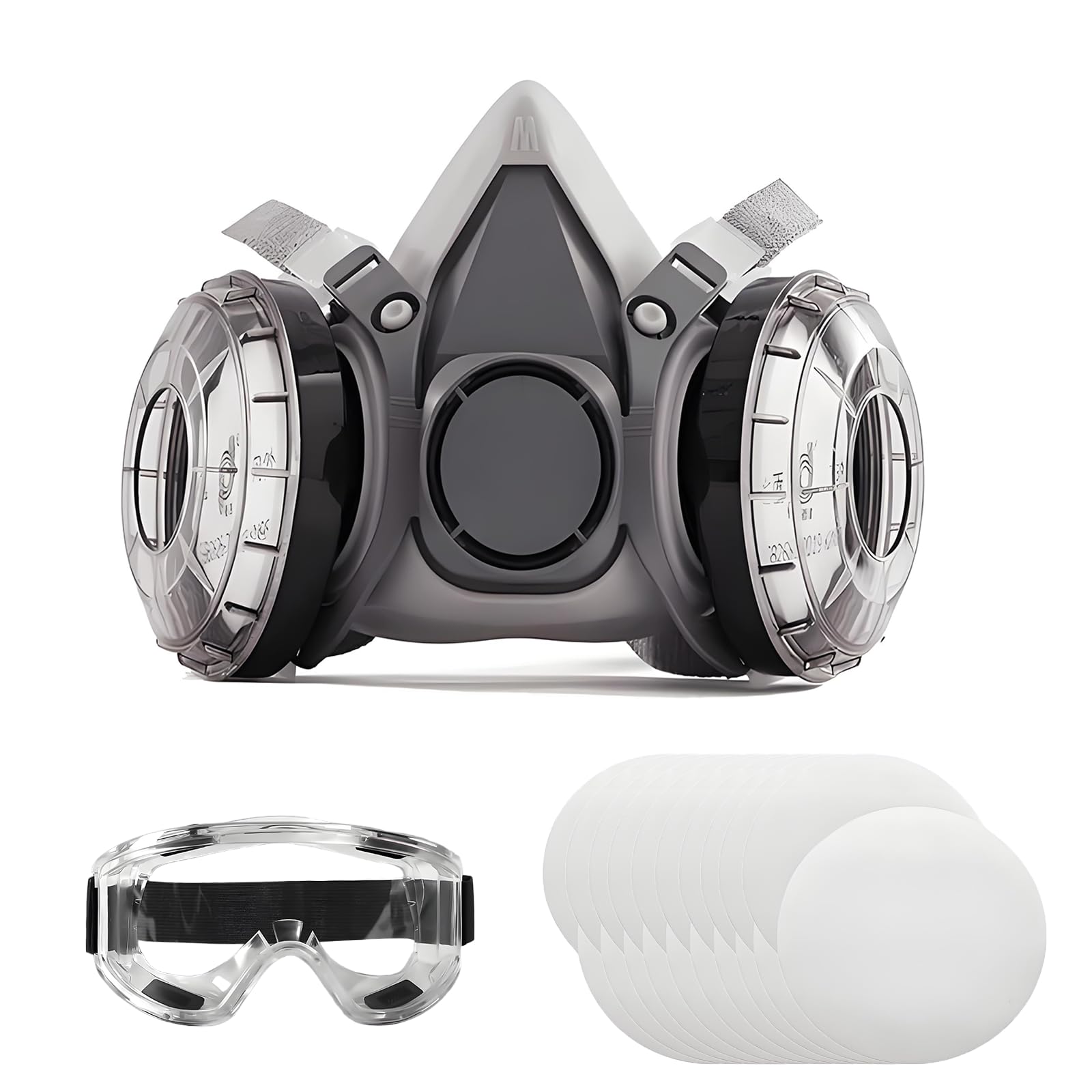 Yehenarn respirator mask with filters protects lungs in dusty painting tasks.