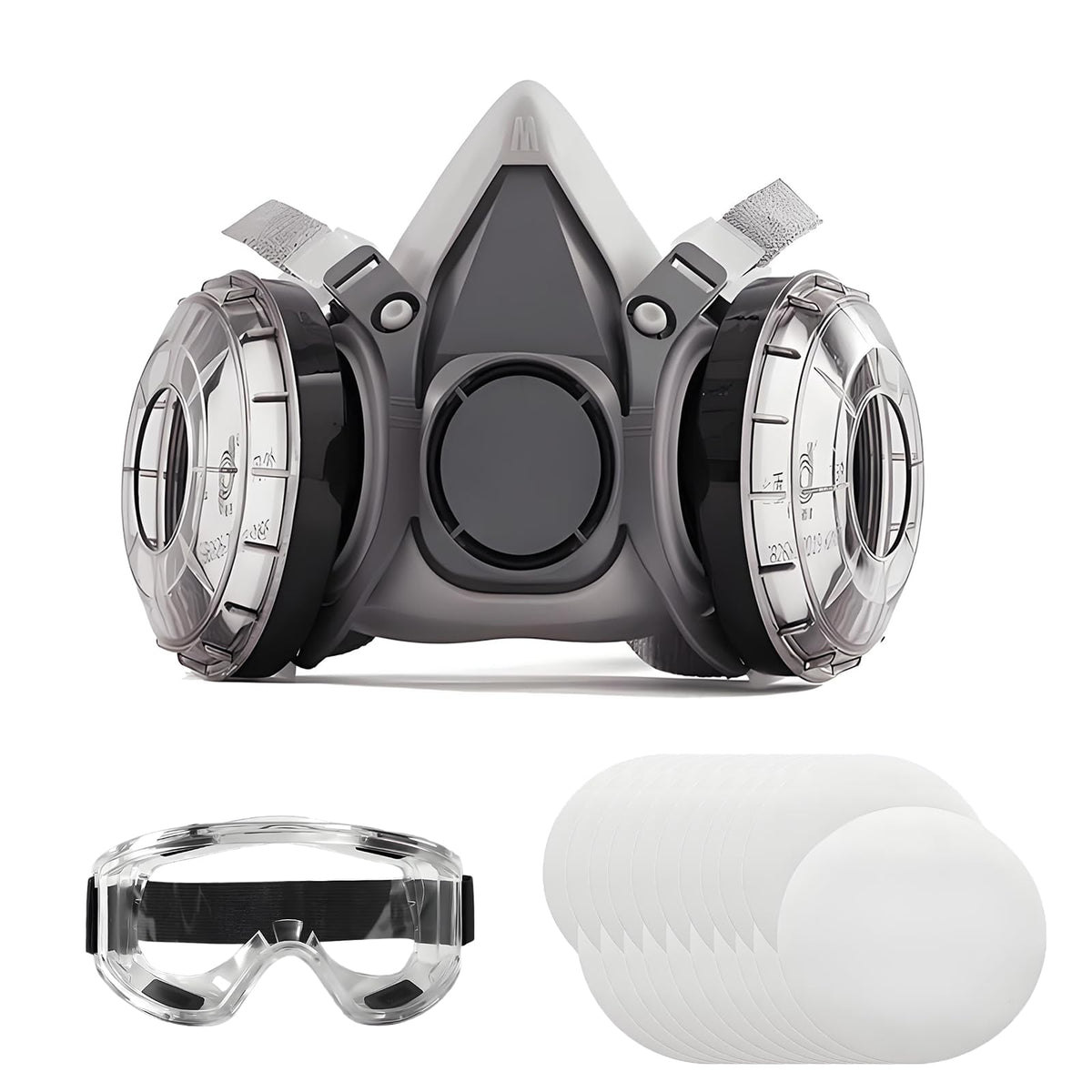 Yehenarn respirator mask with filters protects lungs in dusty painting tasks.