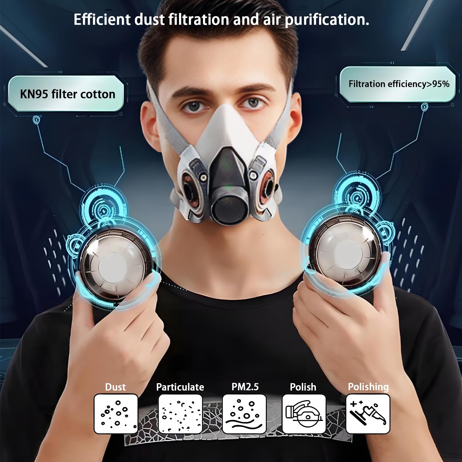 Yehenarn respirator body is washable, reducing waste and extending life.