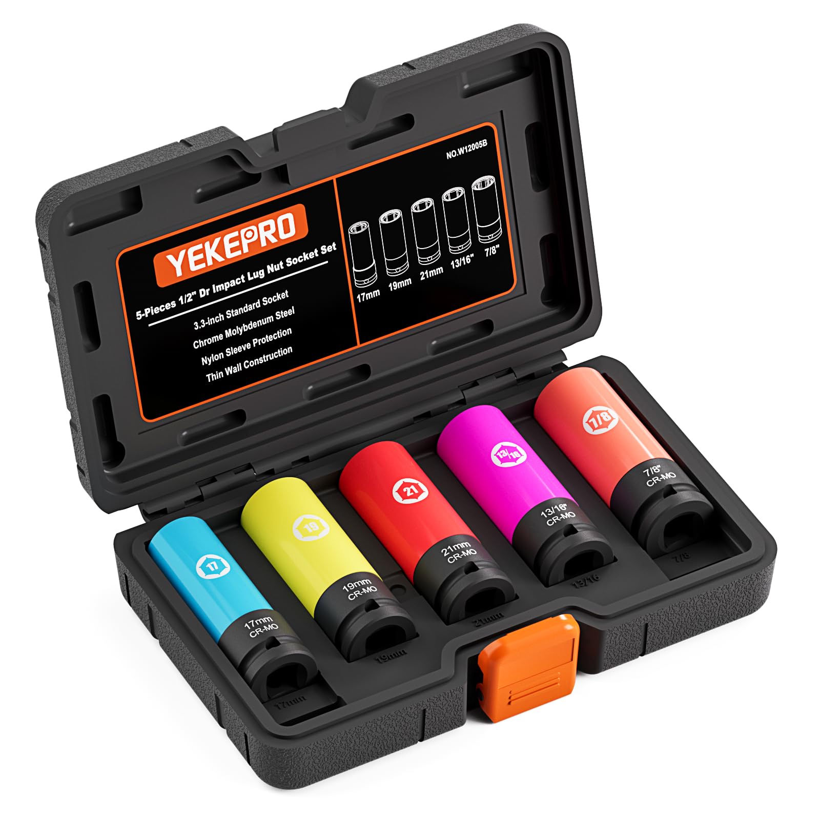 YEKEPRO five-piece half-inch drive lug sockets kit for reliable service