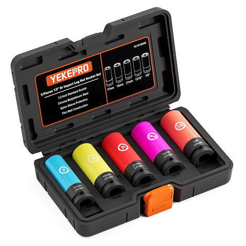 YEKEPRO five-piece half-inch drive lug sockets kit for reliable service