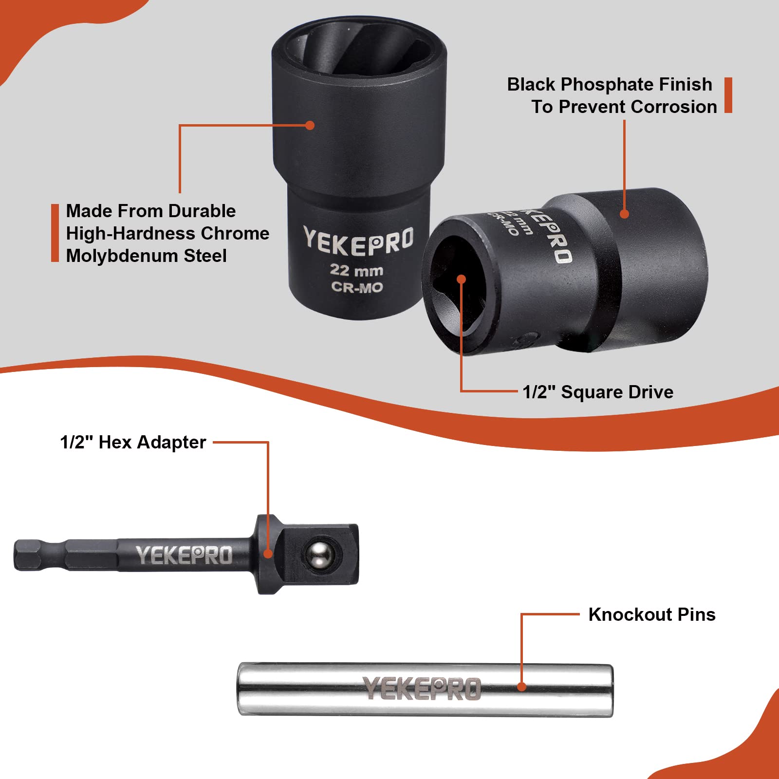 YEKEPRO chrome molybdenum steel with rustproof finish for durability.