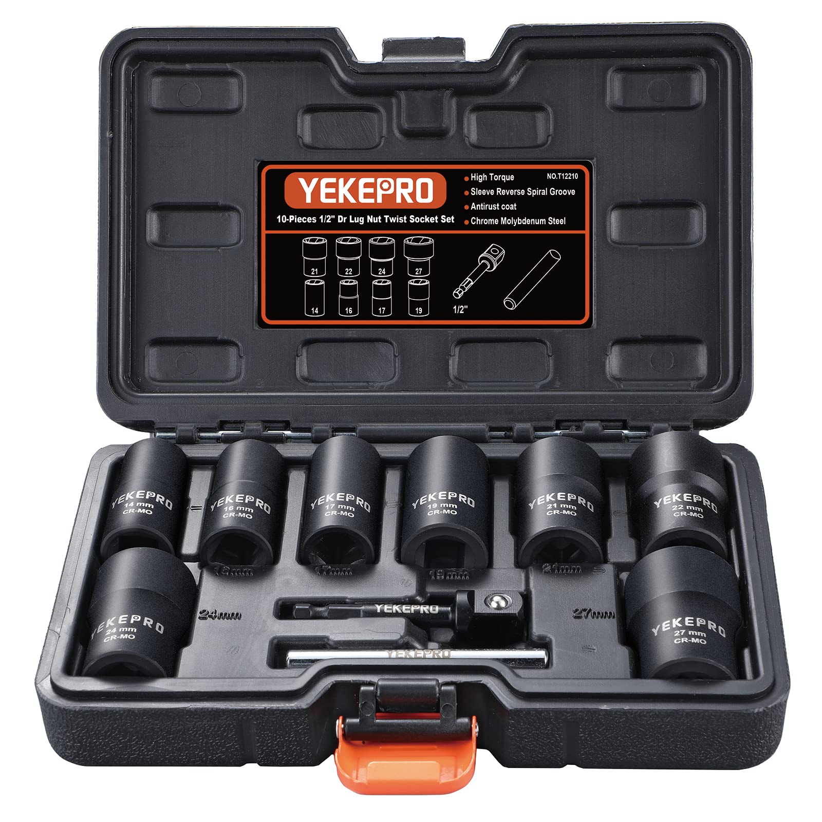 YEKEPRO bolt-nut extractor set with varied sizes for damaged fasteners.