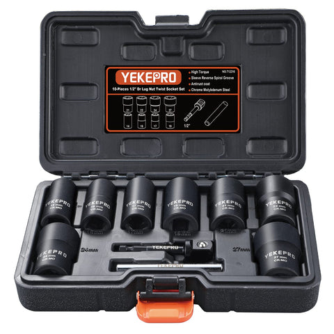 YEKEPRO bolt-nut extractor set with varied sizes for damaged fasteners.