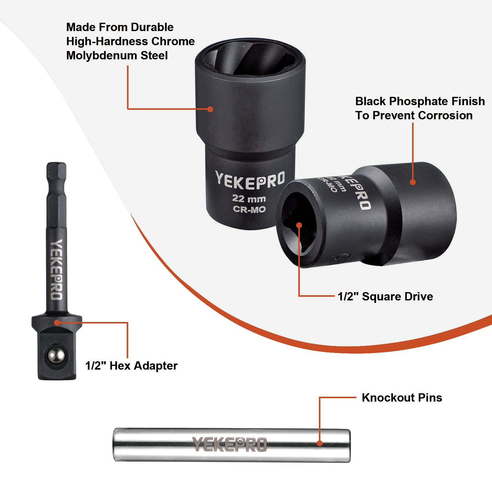 YEKEPRO chrome-molybdenum steel with black phosphate finish resists corrosion.