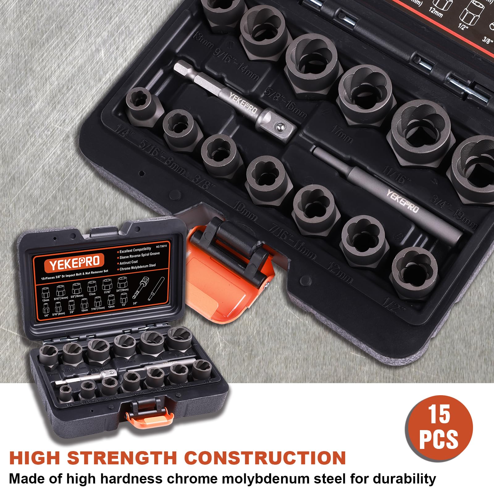 YEKEPRO chrome-molybdenum steel construction ensures durable tool kit