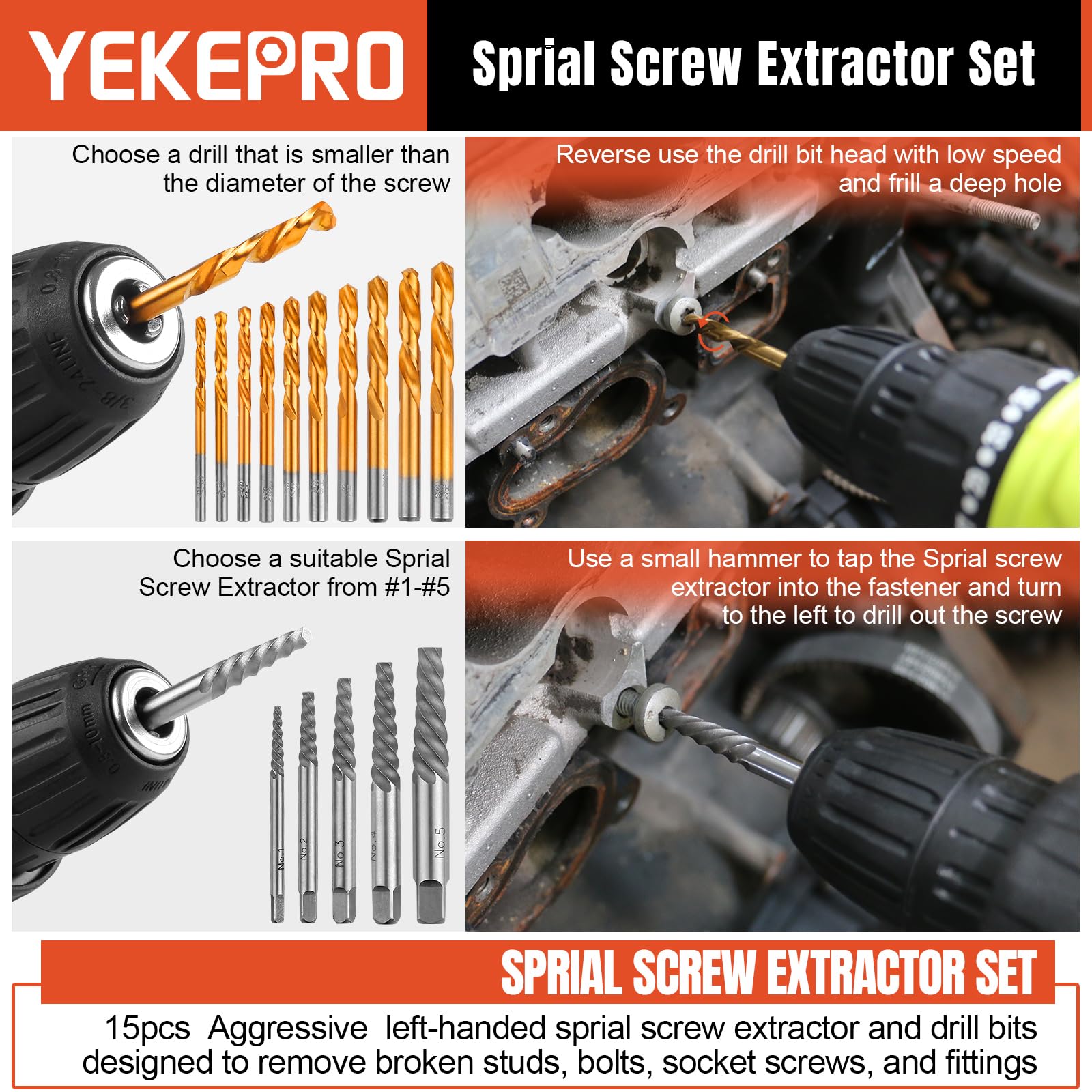 YEKEPRO damaged screw removal reduces effort during repairs