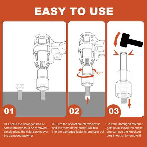 YEKEPRO easy-out design works with impact wrenches and drills.