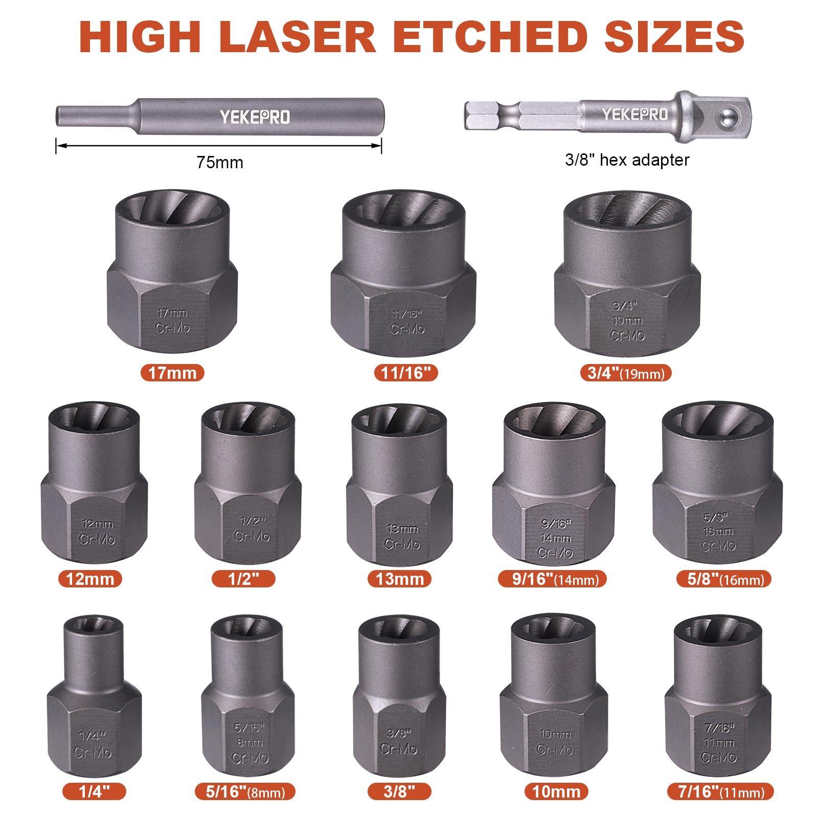 YEKEPRO impact-rated bolt extractors designed for high-torque removal