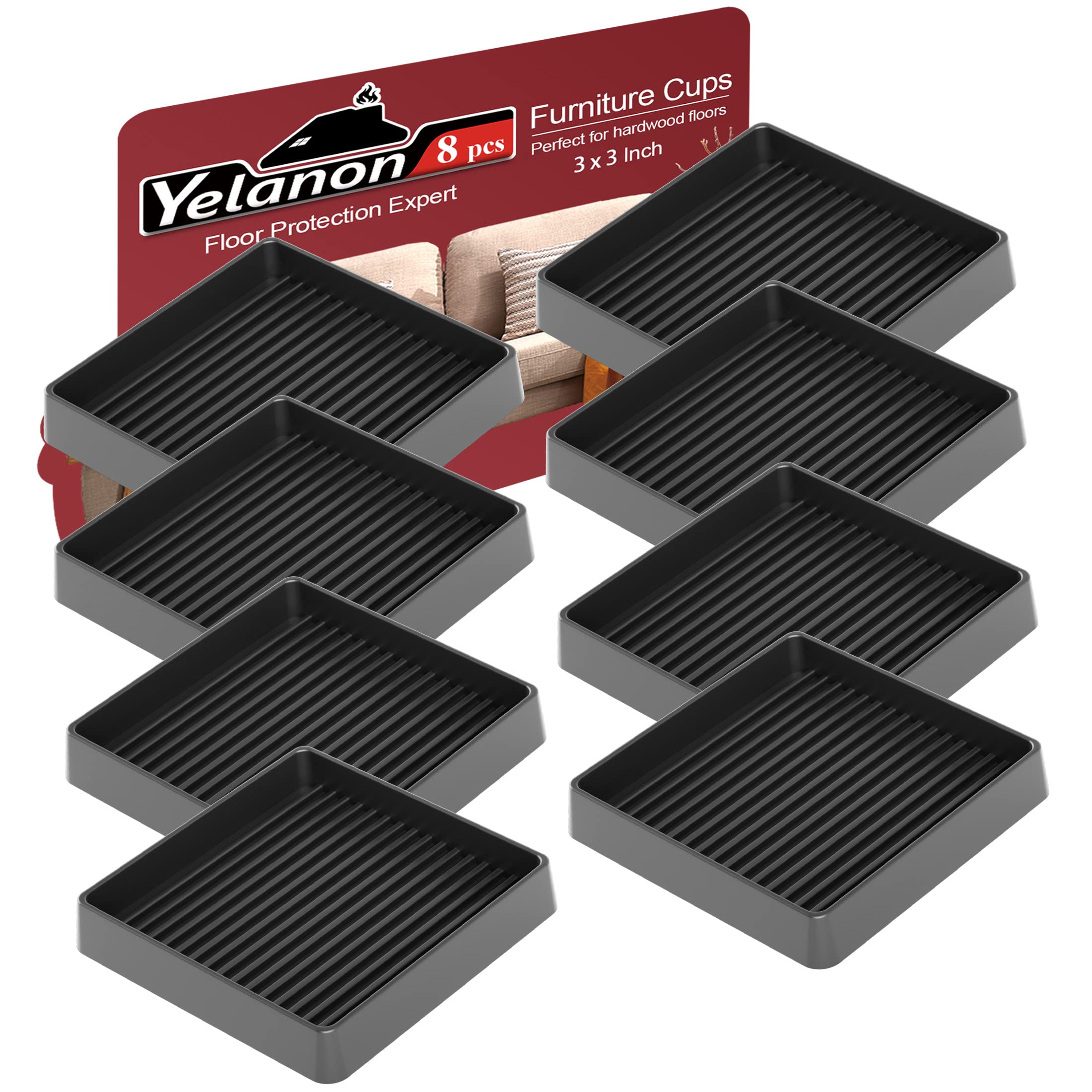 Yelanon non-slip furniture pads with 3-inch cups protect hardwood floors from scratches.