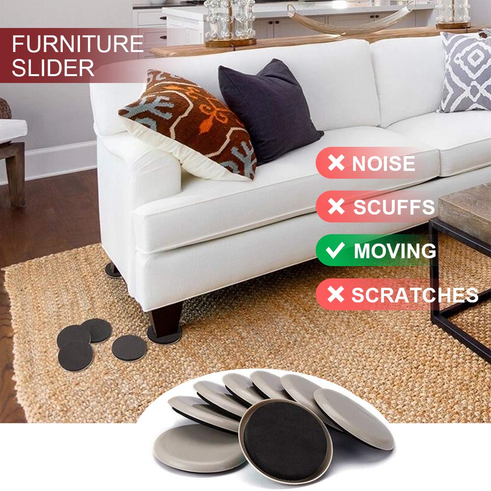 Yelanon sliders used on couch or bed demonstrate multi-use protection on carpet.