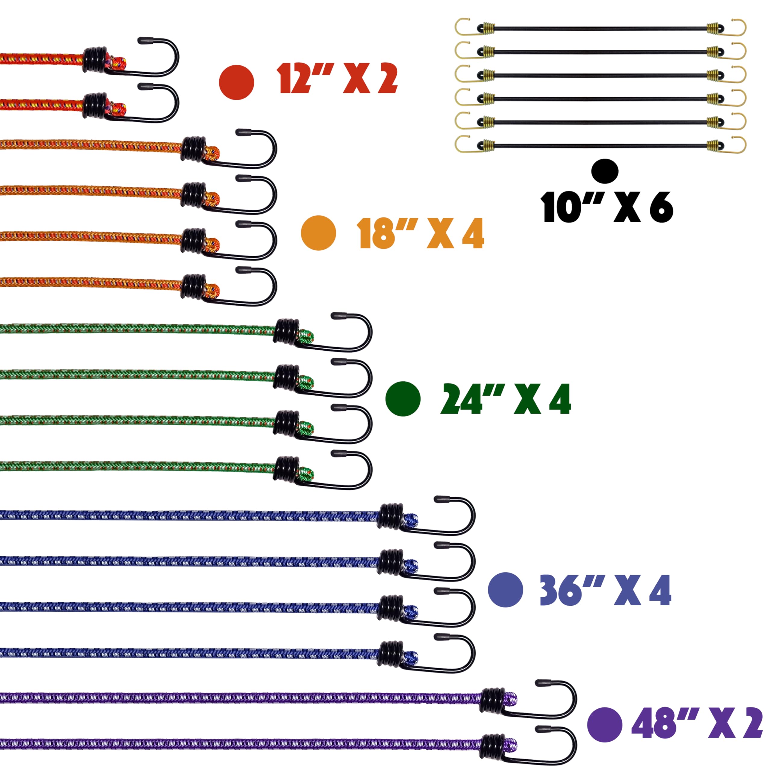 Yelier bungee cords 12-inch in-use securing lightweight gear on a trailer.