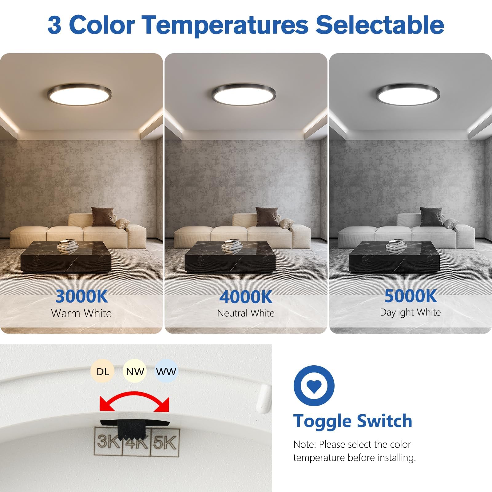 YELIOLED color temperature options 3000K-5000K for versatile tasks