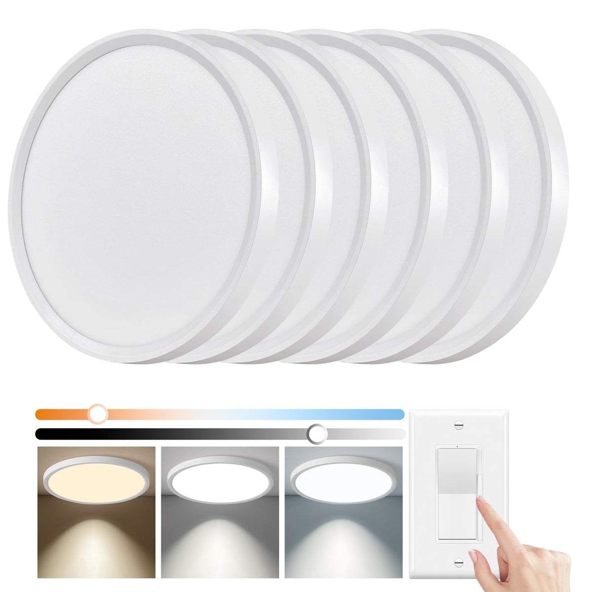 YELIOLED six-pack LED ceiling light front view for easy room-wide upgrade