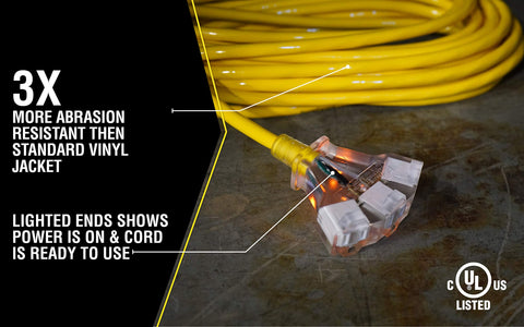 Yellow Jacket cord stands out in bright yellow for easy locating.
