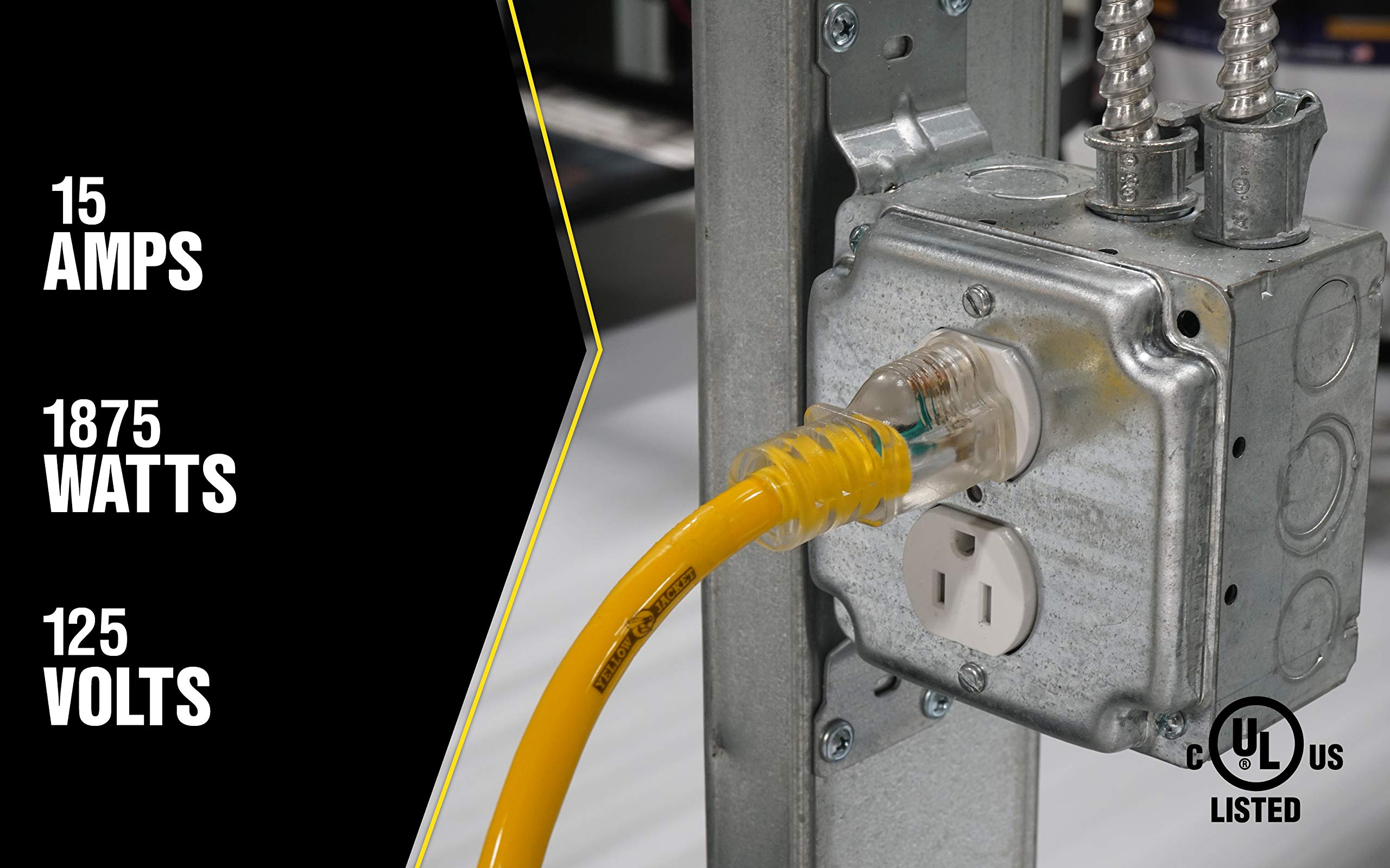 Yellow Jacket power-lite indicator glows when power is available.