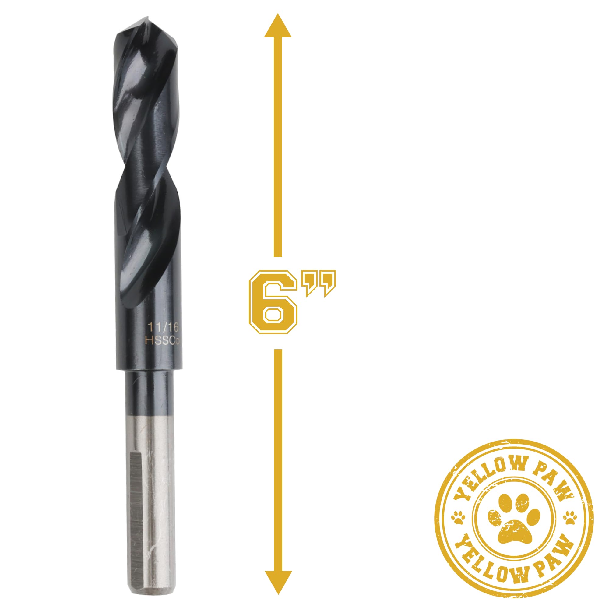 Yellow Paw 6 inch total length drill bit for longer reach.