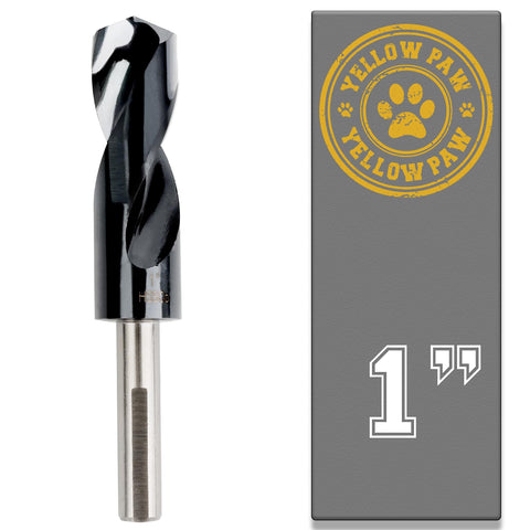 Yellow Paw drill bit with 1 inch diameter for precise metal drilling.