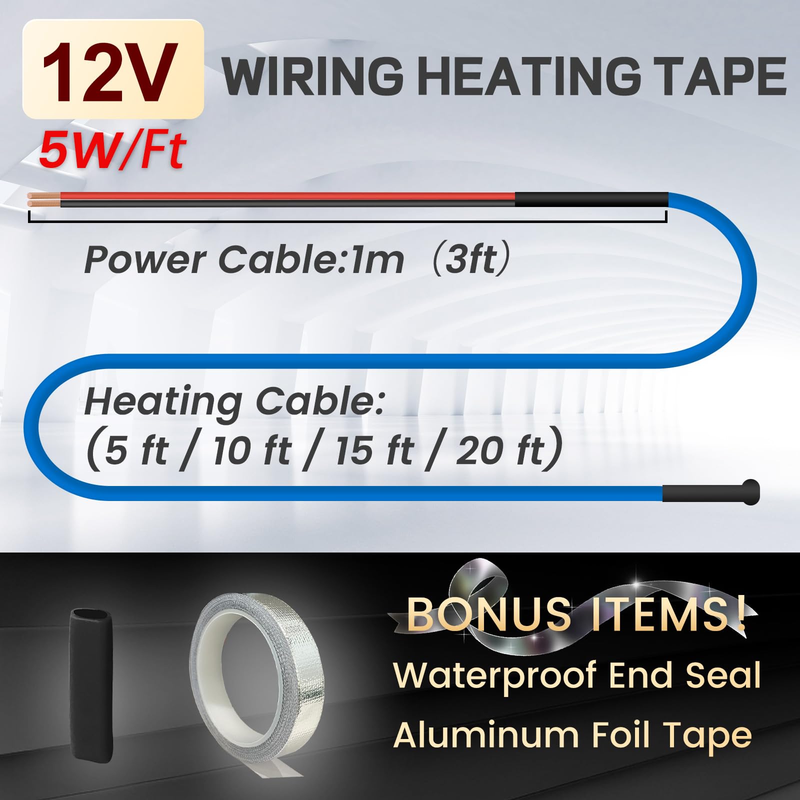 YeloDeer aluminum tape secures heat cable for reliable insulation