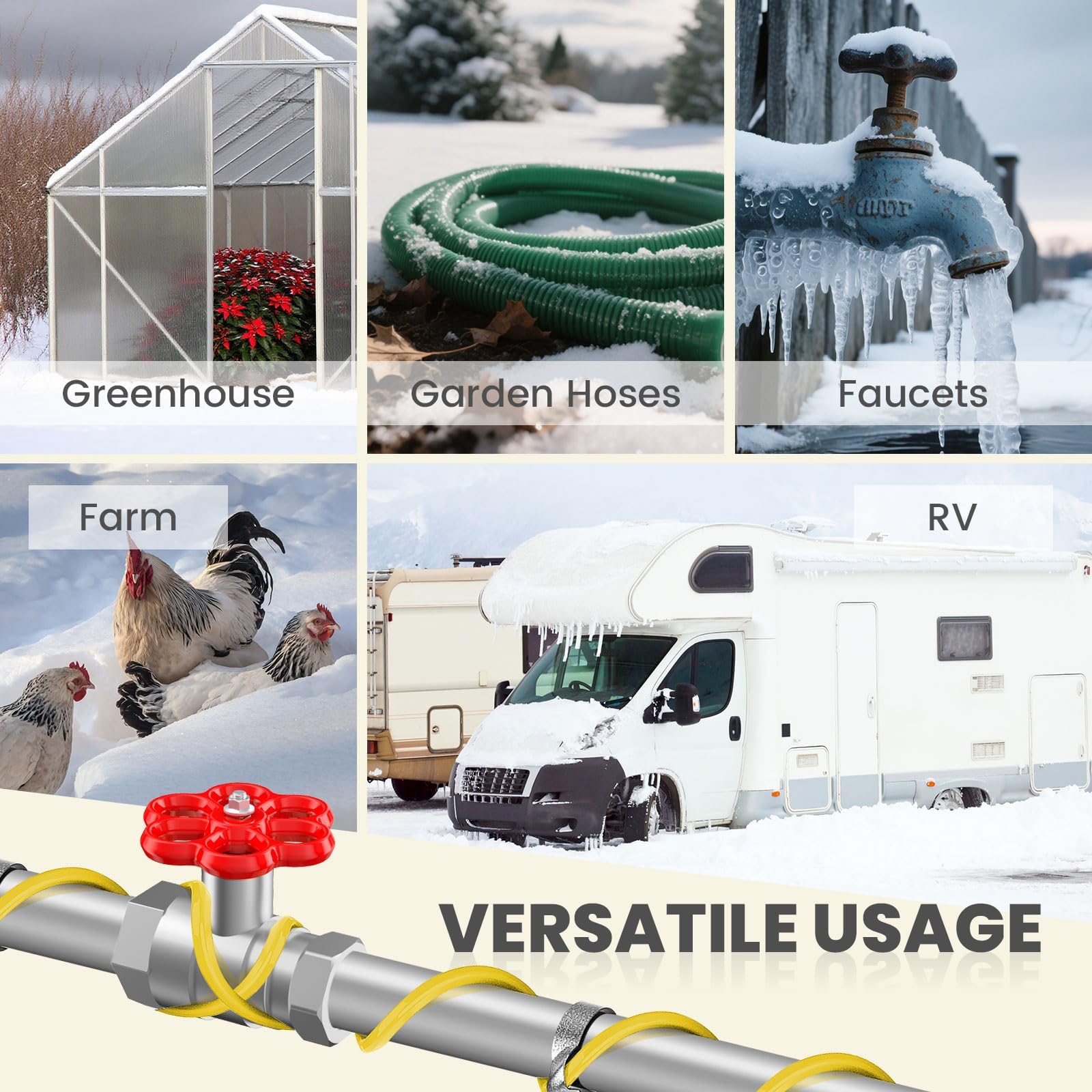 YeloDeer energy-efficient pipe heat tape in use.