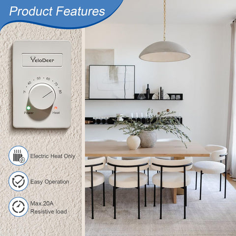 YeloDeer thermostat supports 40–80°F range for customizable comfort